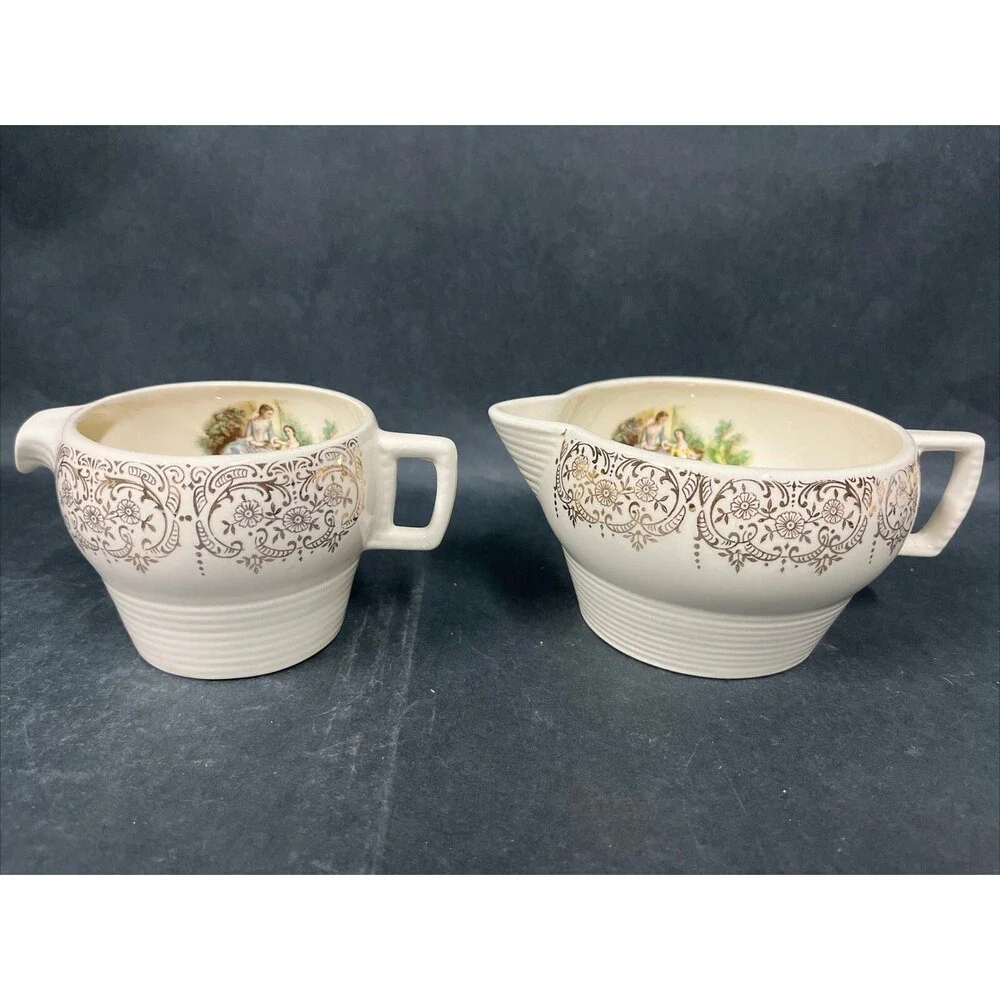 VTG Rare American Limoges Triumph China D’or Milk/ Creamer #1T-S284 22k Gold